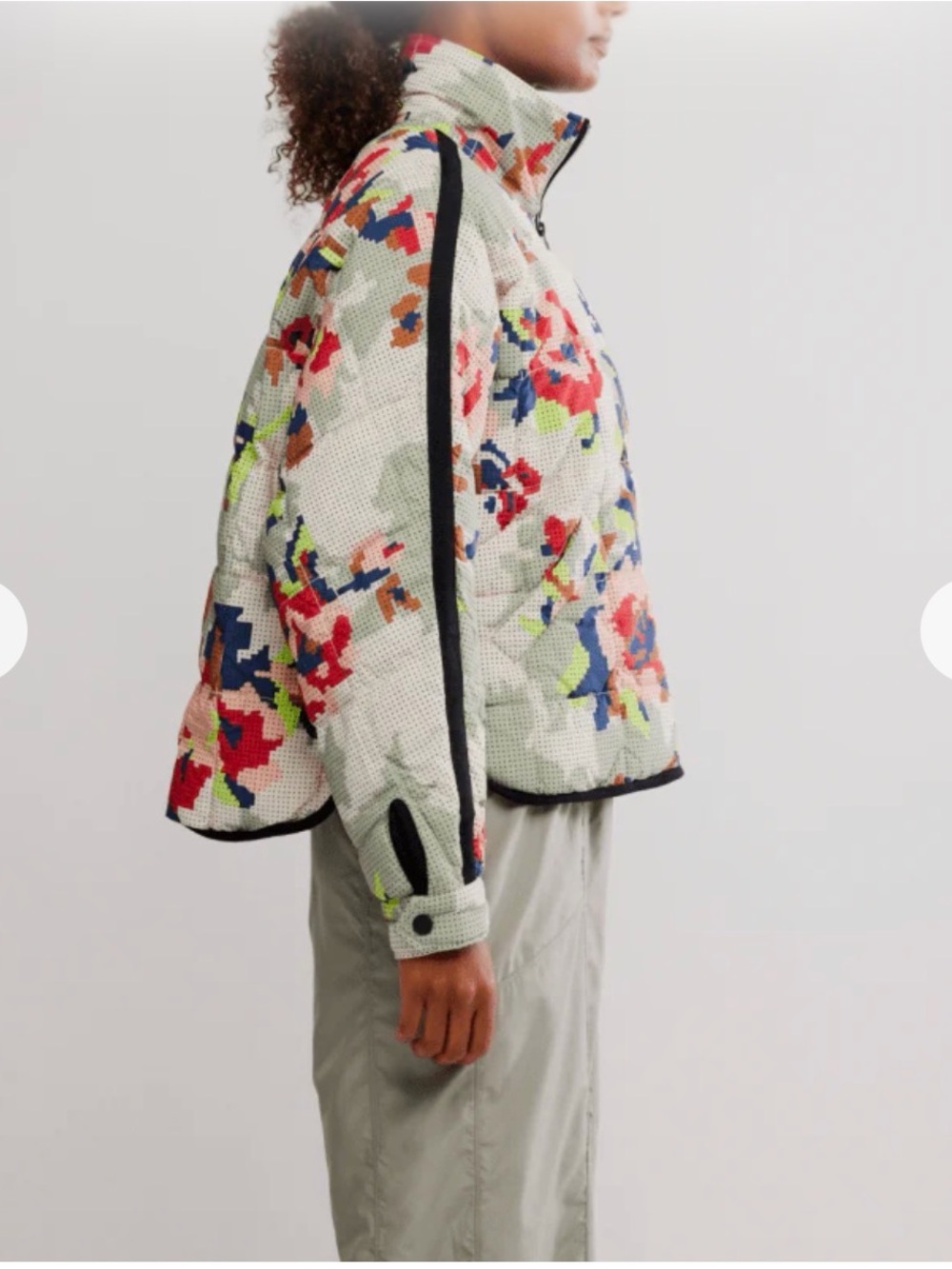 FP Movement Pippa Packable Printed Puffer Jacket Cross Stitch Floral L NWT - Picture 5 of 9